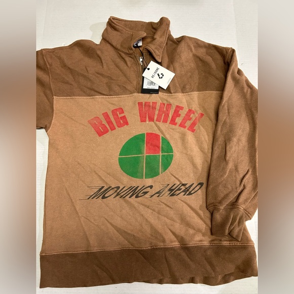 Re/Done Tops - RE/DONE BIG WHEEL MOVING AHEAD Up Cycled Quarter Zip WOMENS sz XS/S